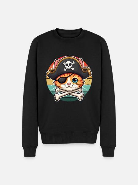 Carnevale Gatto Pirata Costume Cappello Pirata Retrò Meow - Maglione ecologico premium da uomo - nero