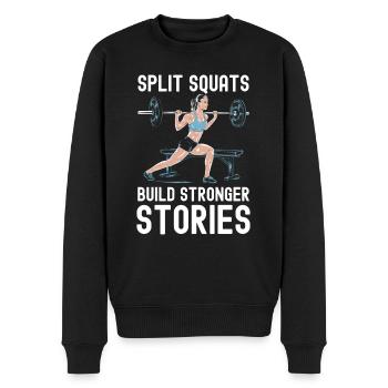 Bulgarian Squat Exercise Fitness Workout Gym - Men's Premium Organic Jumper - black - Front - Nico (187cm)