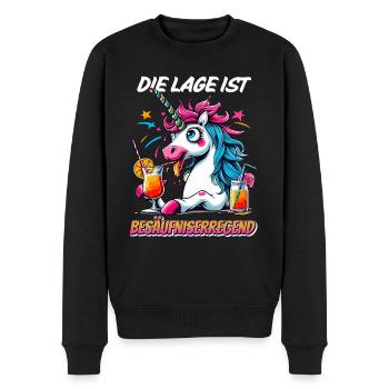 Karneval Einhorn Alkohol Lustig Party Cocktail Fun - Männer Premium Bio Pullover - Schwarz - Vorne - Nico (187cm)