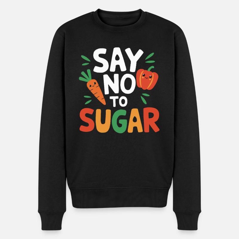 Gesunde Essgewohnheiten für Kinder Essen Sie grün - Männer Premium Bio Pullover - Schwarz