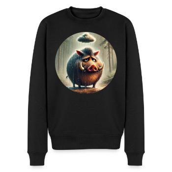 Die Traurigkeit des Ebers Melancholie - Männer Premium Bio Pullover - Schwarz - Vorne - Nico (187cm)
