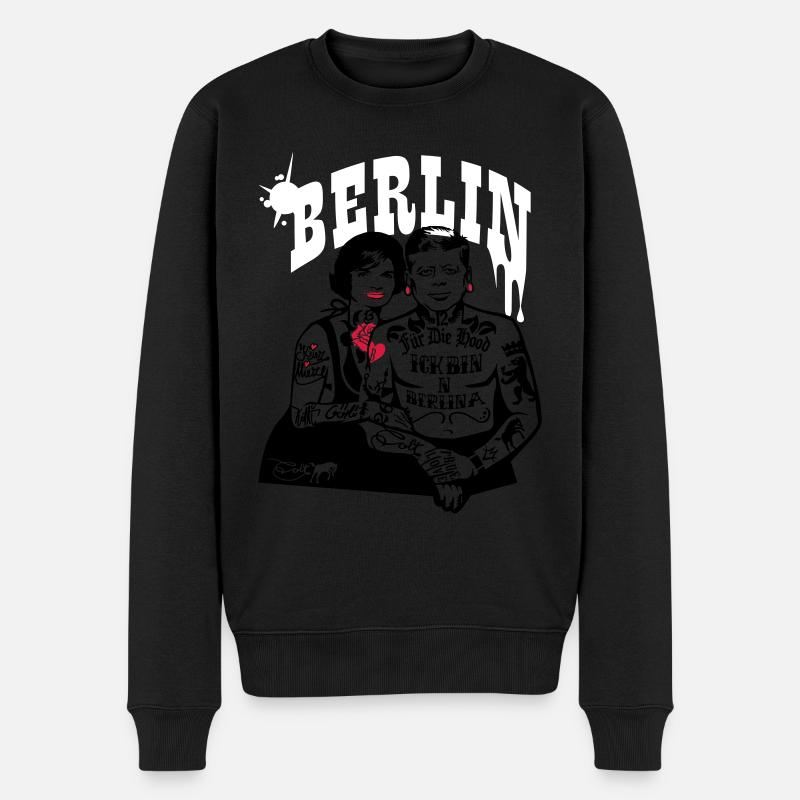 Berlin Schriftzug - Männer Premium Bio Pullover - Schwarz