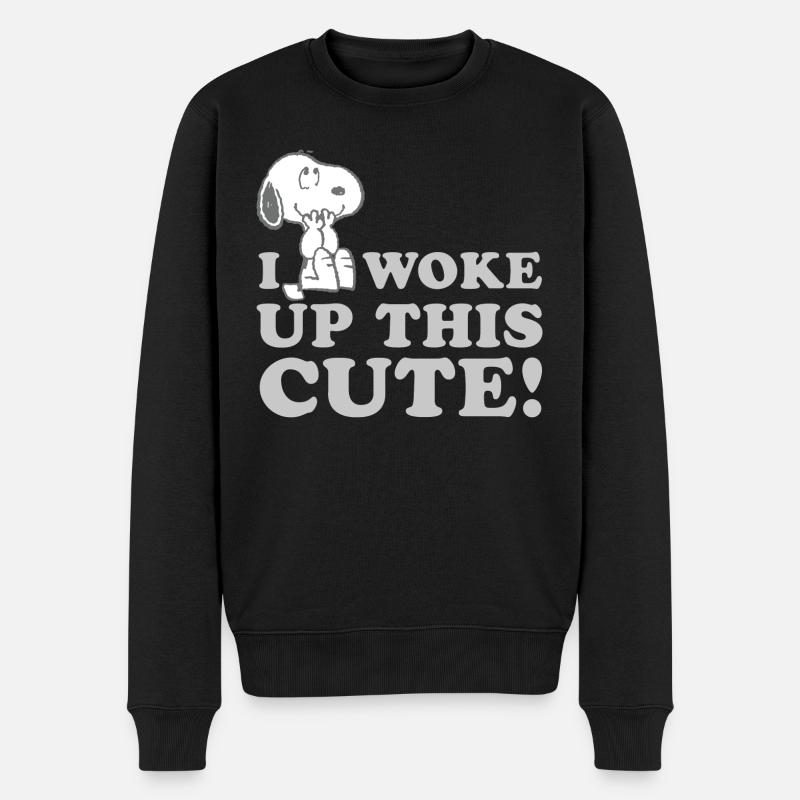 Peanuts Snoopy I Woke Up This Cute Lustiger Spruch - Männer Premium Bio Pullover - Schwarz