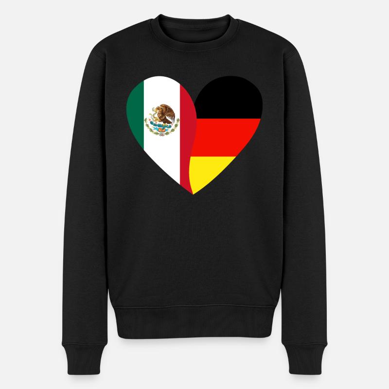 Mexico Germany Flaggenherz - Männer Premium Bio Pullover - Schwarz