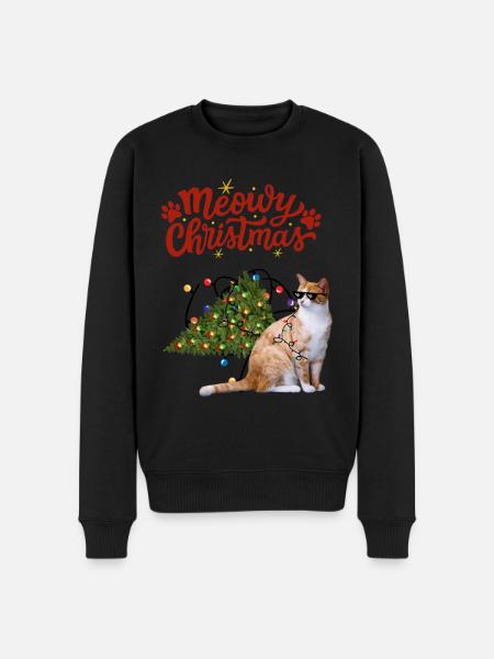 Funny Christmas Cat - Men's Premium Organic Jumper - black