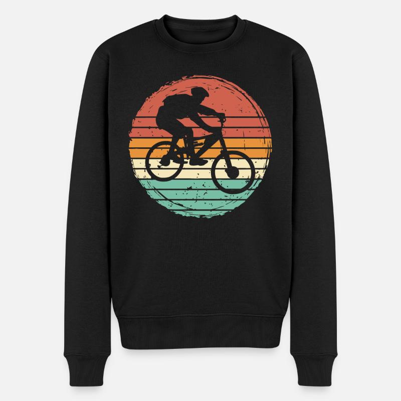 Mountainbiker Mountainbike MTB Retro Geschenk - Männer Premium Bio Pullover - Schwarz