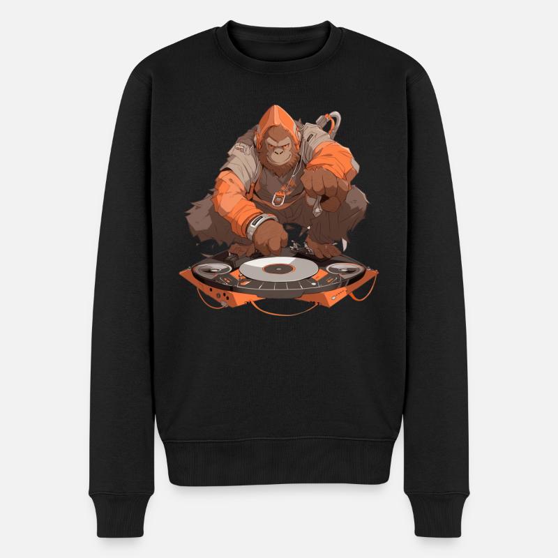 Orangutan DJ - Männer Premium Bio Pullover - Schwarz