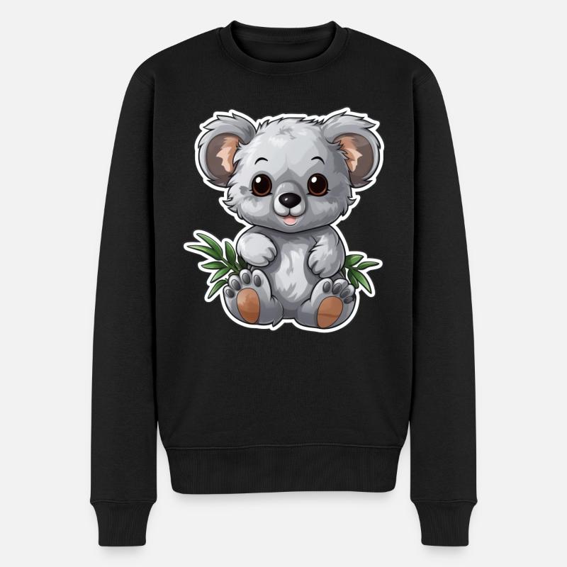 Süßer Koala mit Eukalyptus-Blättern - Männer Premium Bio Pullover - Schwarz
