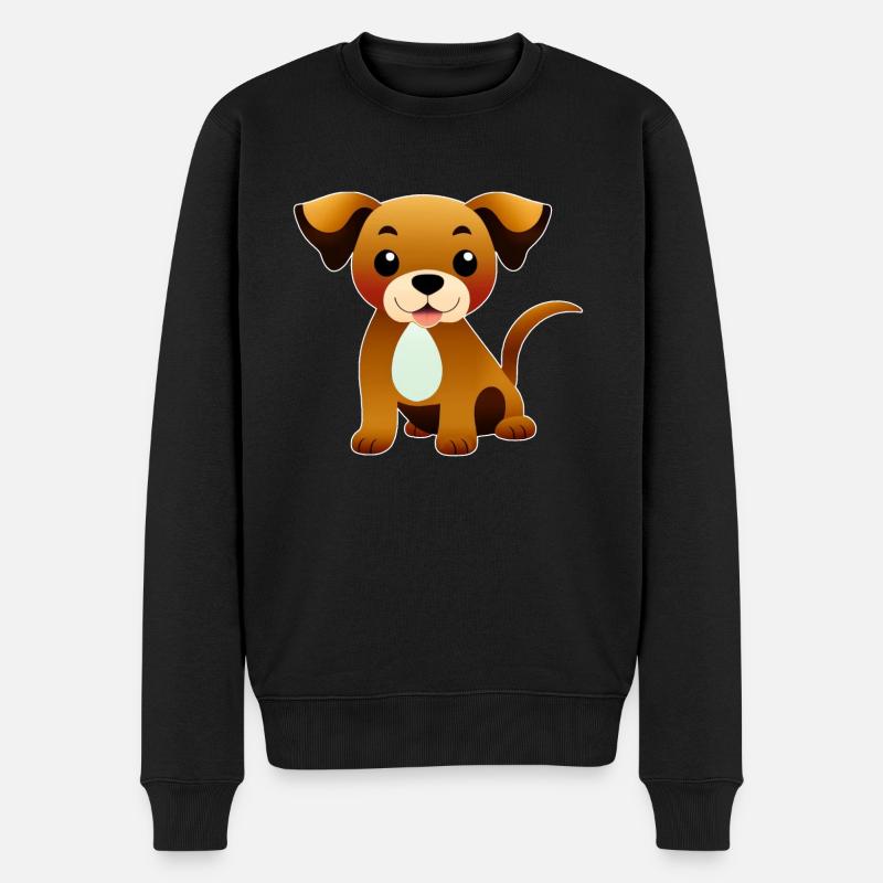 Petit chien brun, assis - Pull Premium bio Homme - noir