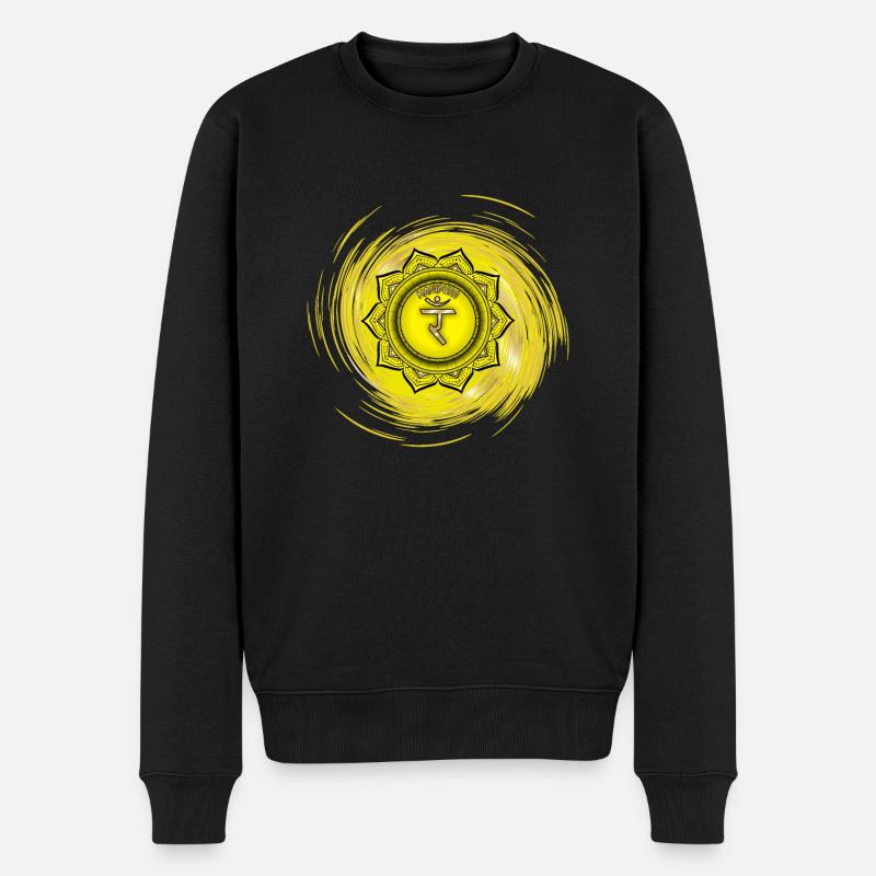 Manipura Drittes Chakra - Männer Premium Bio Pullover - Schwarz