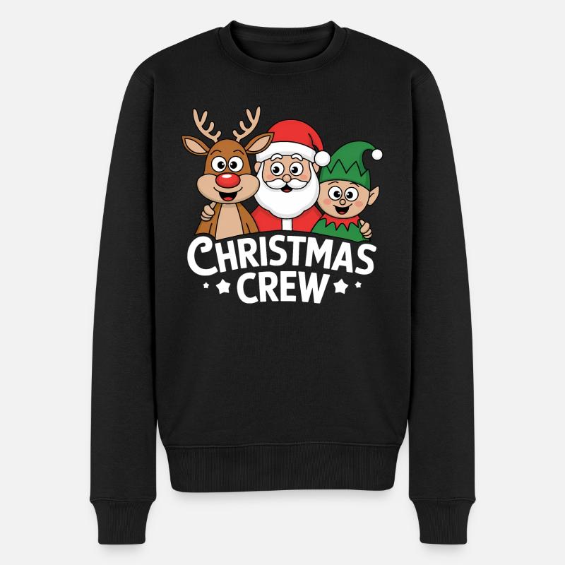 Rentier Weihnachtsmann Elf Weihnachten Crew lustig - Männer Premium Bio Pullover - Schwarz