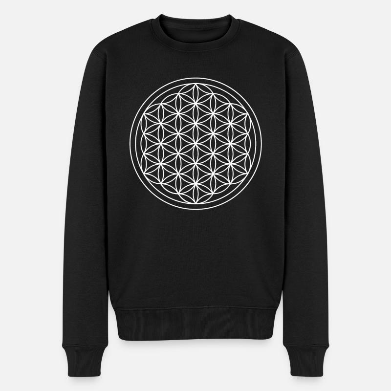 Heilige Geometrie Die Blume des Lebens - Männer Premium Bio Pullover - Schwarz