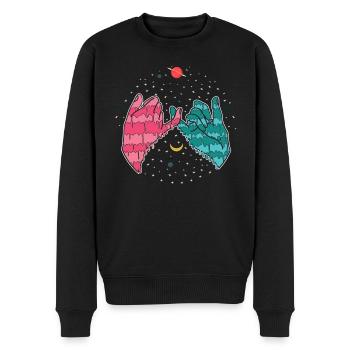 Freundschaft Grunge Aesthetic E-Girl Finger Schwur - Männer Premium Bio Pullover - Schwarz - Vorne - Nico (187cm)