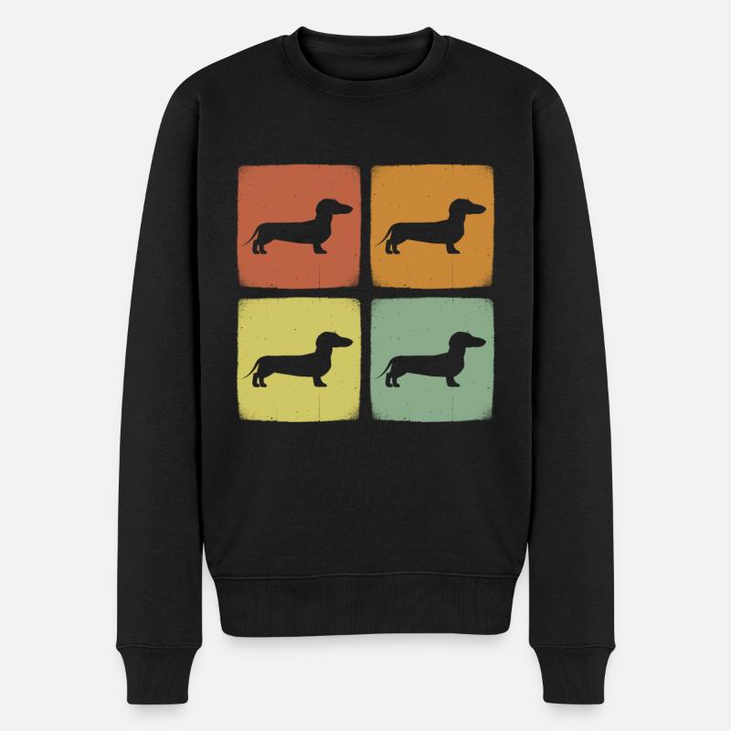 Vintage Haustier Dackel Hund Retro Tier - Männer Premium Bio Pullover - Schwarz