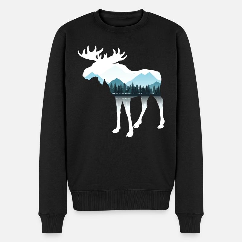 Elch - Männer Premium Bio Pullover - Schwarz