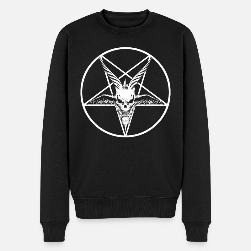 Satan Weiß - Männer Premium Bio Pullover - Schwarz