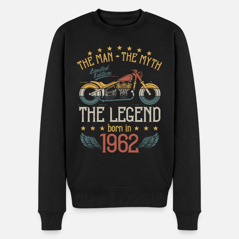 1962 Mann Mythos Legende Retro Motorrad Geburtstag - Männer Premium Bio Pullover - Schwarz