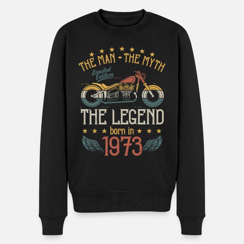 1973 Mann Mythos Legende Retro Motorrad Geburtstag - Männer Premium Bio Pullover - Schwarz