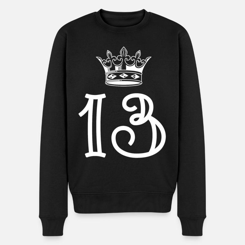 13 Couronne numérique - Pull Premium bio Homme - noir