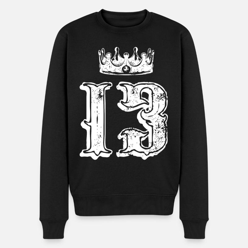 13 Couronne numérique - Pull Premium bio Homme - noir