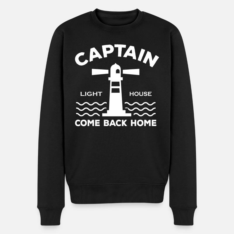 Captain Lighthouse - Männer Premium Bio Pullover - Schwarz