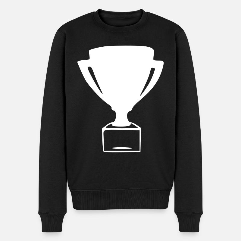 Pokal Zeichnung Gewinnen Skizze weiß - Männer Premium Bio Pullover - Schwarz