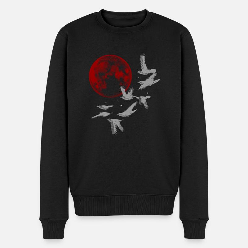 Unter rotem Mond - Männer Premium Bio Pullover - Schwarz