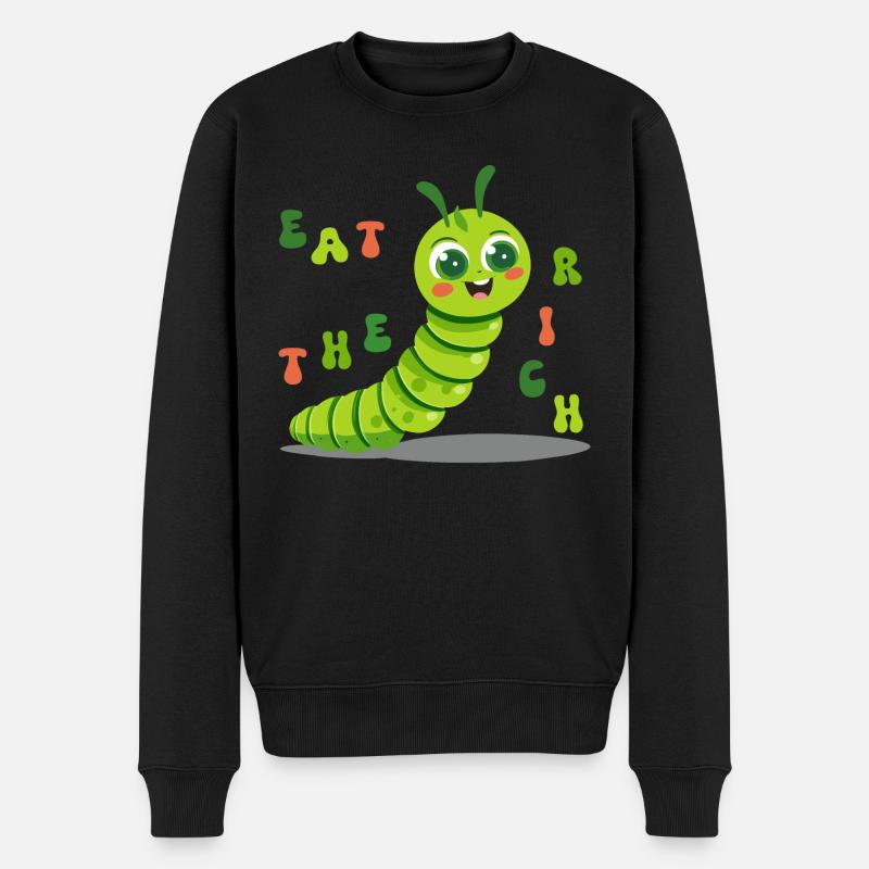Süße Raupe - eat the rich - Männer Premium Bio Pullover - Schwarz