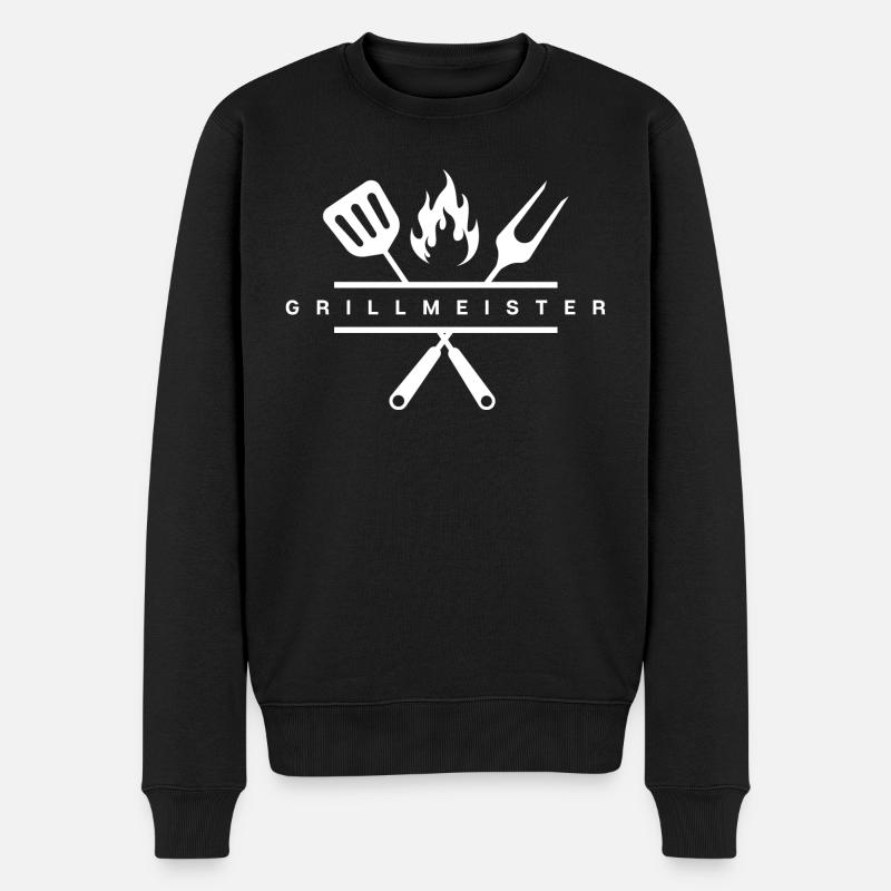 Grillmeister - Männer Premium Bio Pullover - Schwarz