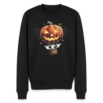 Kürbis-Heißluftballon mit Geistern | Halloween - Männer Premium Bio Pullover - Schwarz - Vorne - Nico (187cm)