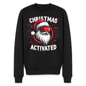 Christmas Mode - Weihnachtsmann mit Skibrille - Männer Premium Bio Pullover - Schwarz - Vorne - Nico (187cm)