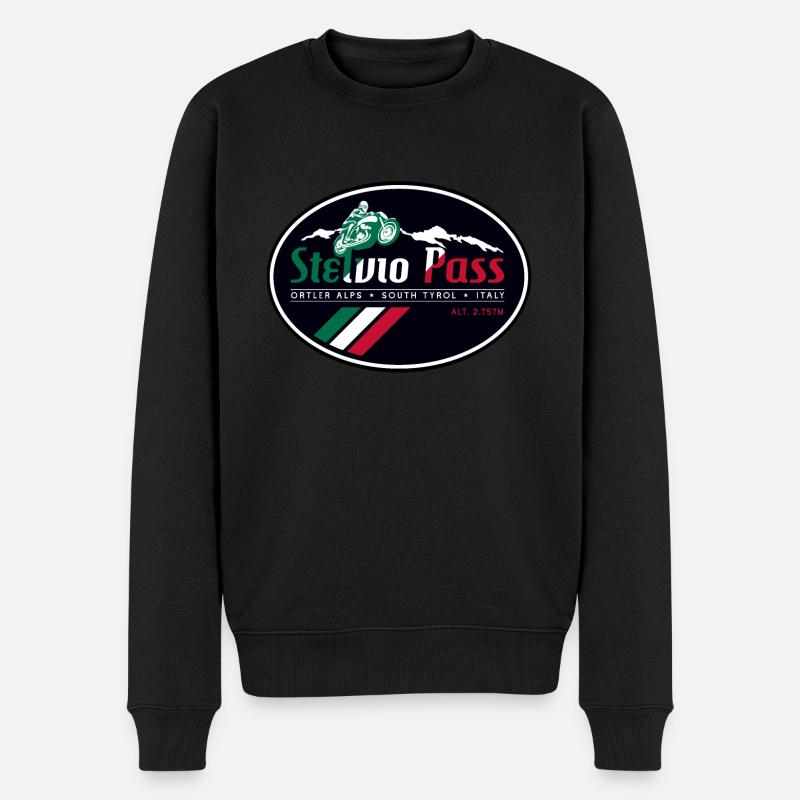 Stelvio Pass Sticker T Shirt Design 03 - Pull Premium bio Homme - noir