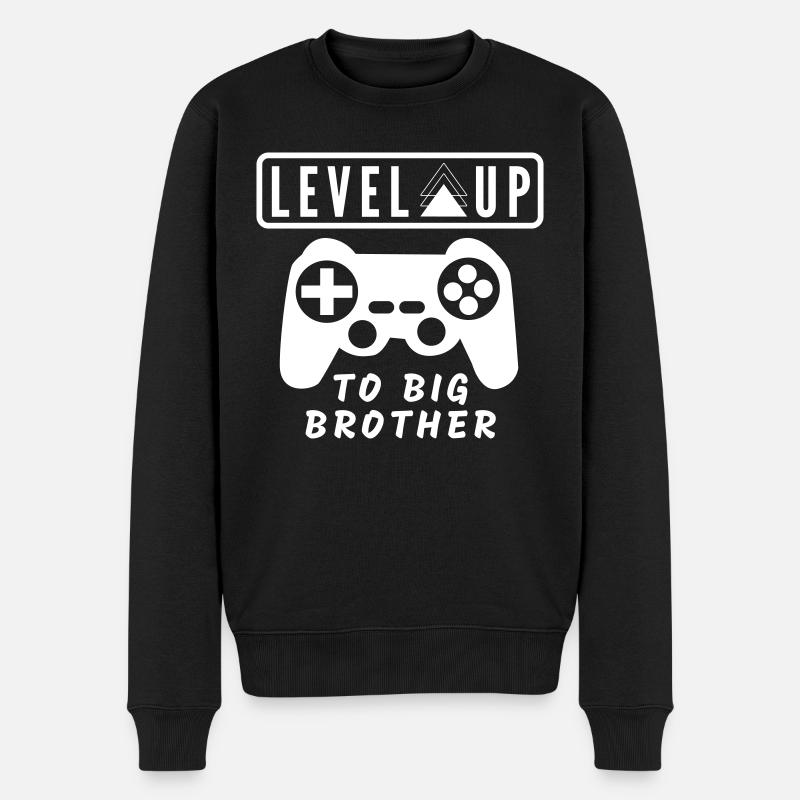 Level Up to big brother - Männer Premium Bio Pullover - Schwarz
