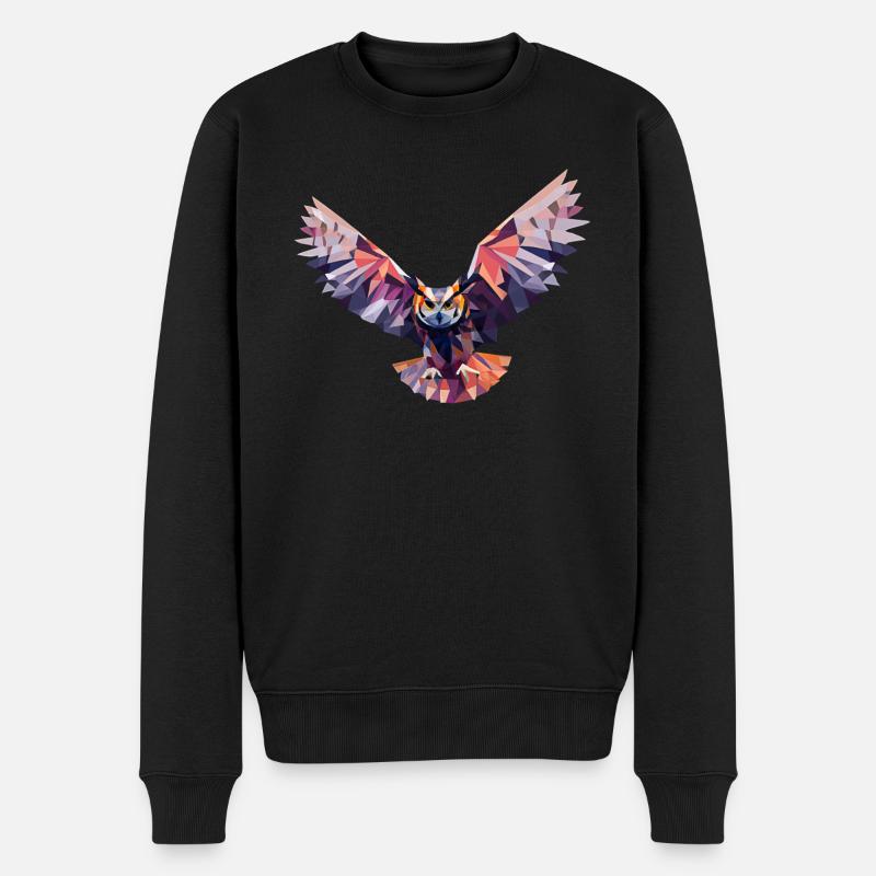 GEOMETRISCHE EULE, ABSTRAKTE EULENKUNST - Männer Premium Bio Pullover - Schwarz