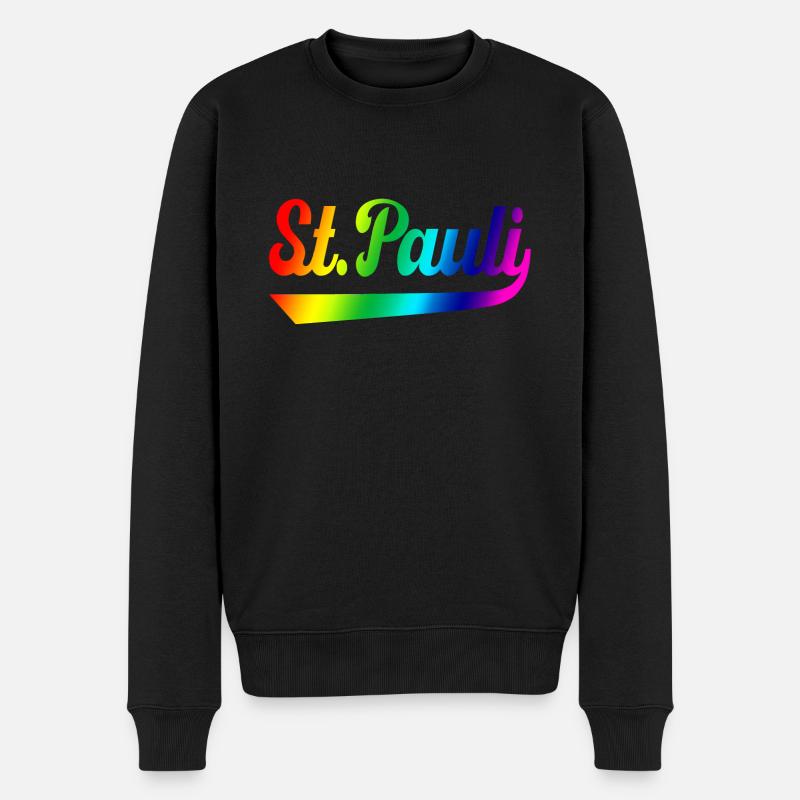 St Pauli Hamburg Regenbogen - Männer Premium Bio Pullover - Schwarz