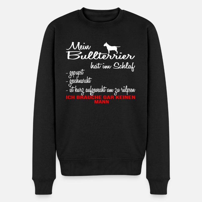 Bullterrier Hund Haustier Vierbeiner Ehemann - Männer Premium Bio Pullover - Schwarz