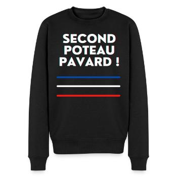 Second Poteau pavard ! - Pull Premium bio Homme - noir - Devant - Nico (187cm)