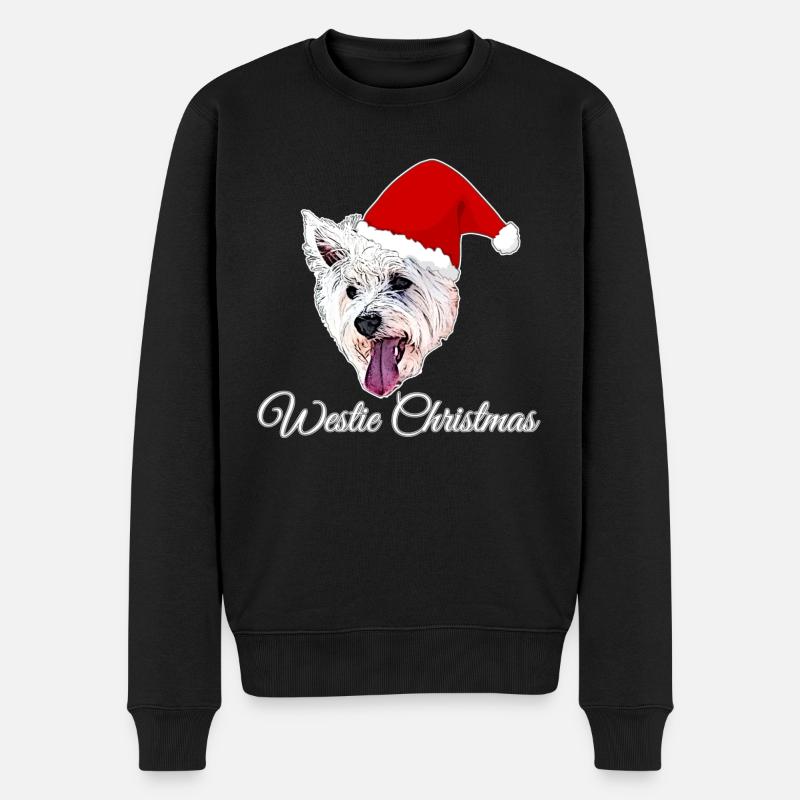 Westie Joyeux Noël Père Noël Clause Cadeau - Pull Premium bio Homme - noir