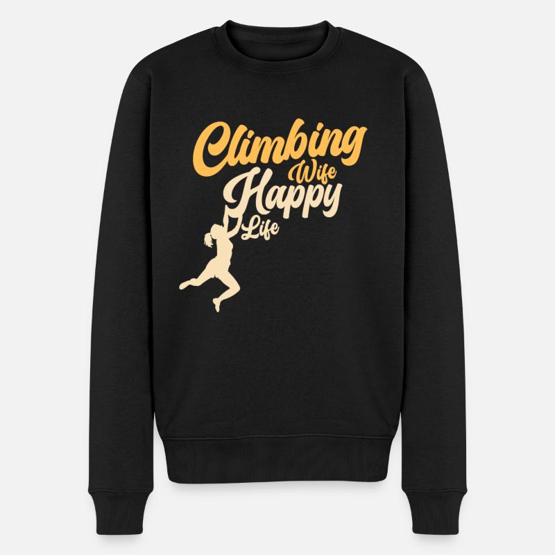 Climbing Klettern Kletterer Bouldern Bergsteiger - Männer Premium Bio Pullover - Schwarz