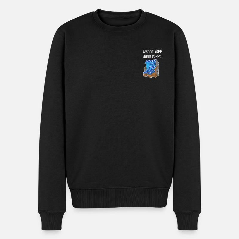 Wennt löppt dann löppt Plattdeutsch Friesisch - Männer Premium Bio Pullover - Schwarz