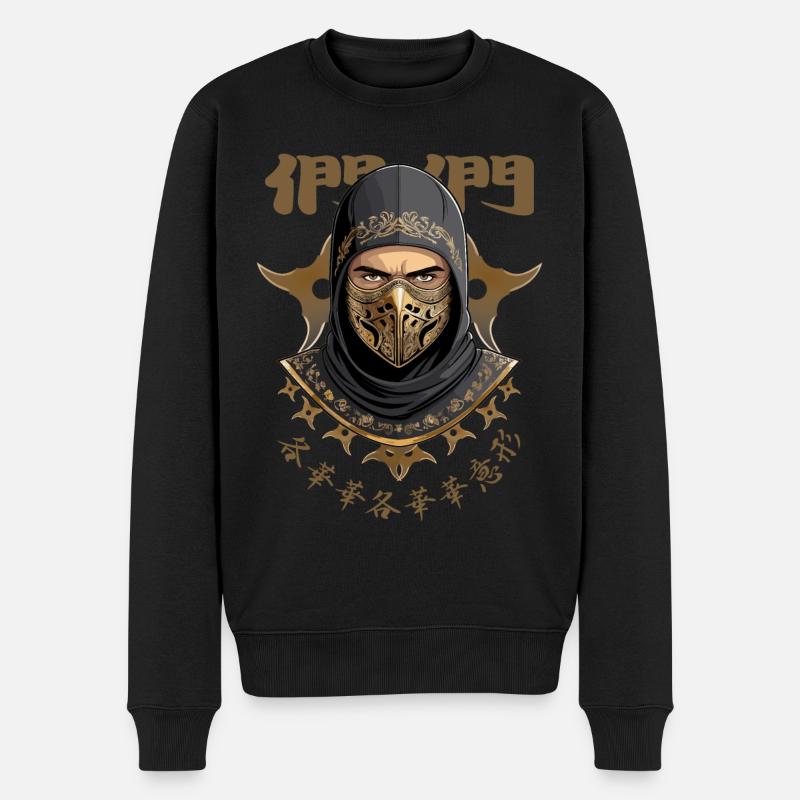 Ninja Samurai Krieger - Männer Premium Bio Pullover - Schwarz