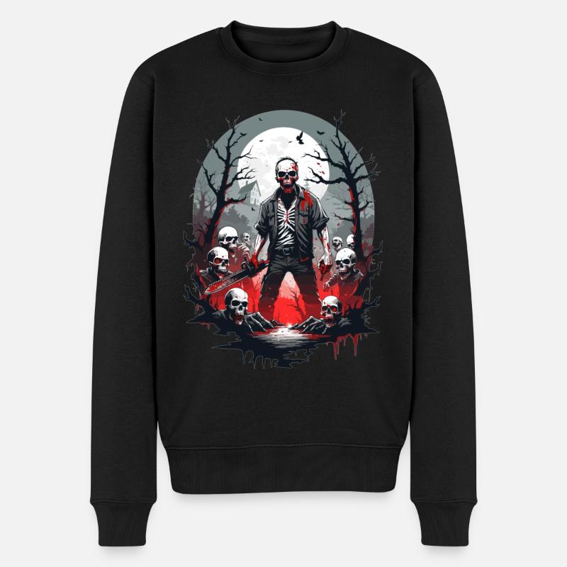 Zombie Skelett - Männer Premium Bio Pullover - Schwarz