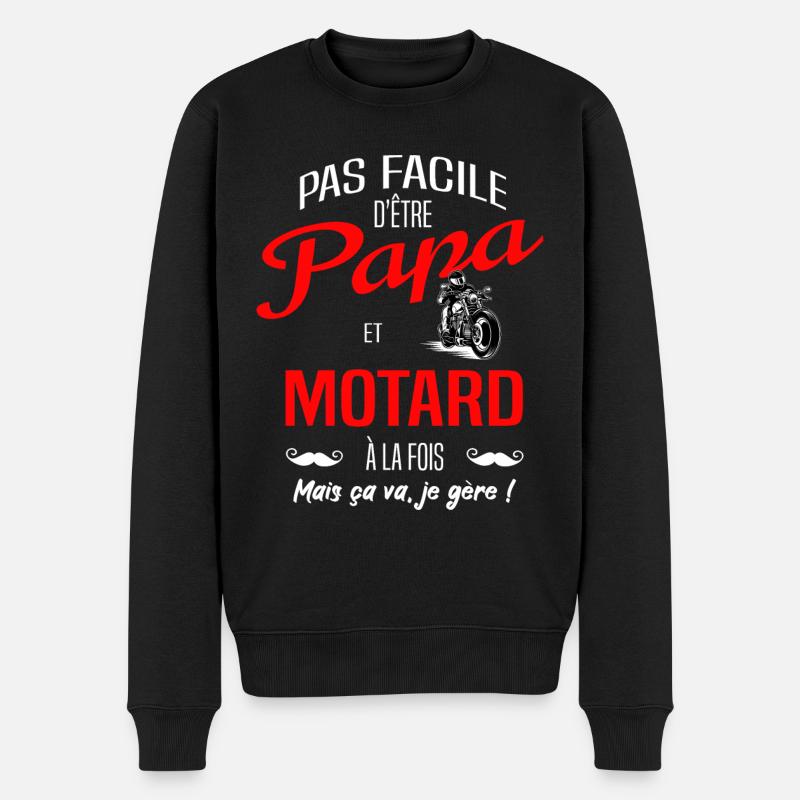 PAPA MOTARD - Pull Premium bio Homme - noir