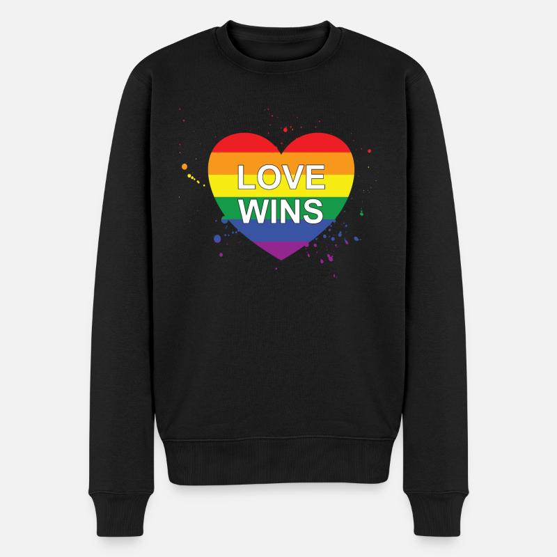 Love Wins - Männer Premium Bio Pullover - Schwarz