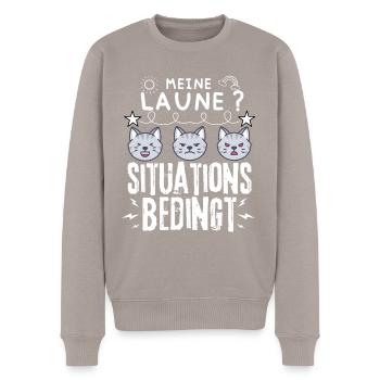 miese Laune Choleriker und Katzen - Männer Premium Bio Pullover - Taupe - Vorne - Nico (187cm)