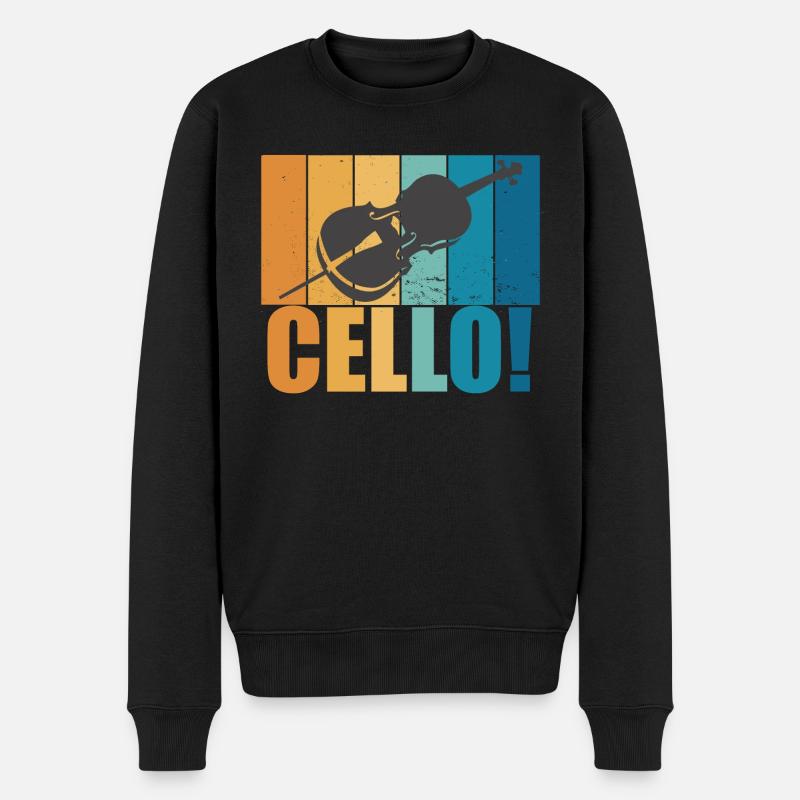 Cello Vintage Instrument Musiker Geschenk - Männer Premium Bio Pullover - Schwarz