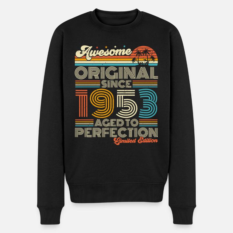 1953 Jahrgang Retro Vintage Geburtstag Geschenk - Männer Premium Bio Pullover - Schwarz