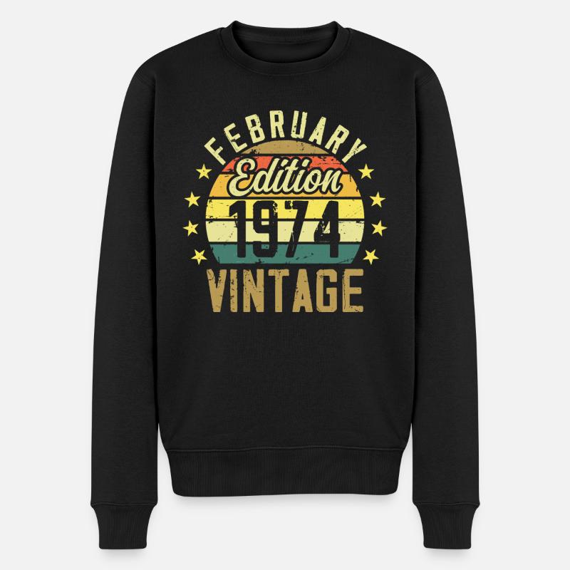 50-jähriges Jubiläum - Februar 1974 - Geschenk zum 50-jährigen Jubiläum - Männer Premium Bio Pullover - Schwarz