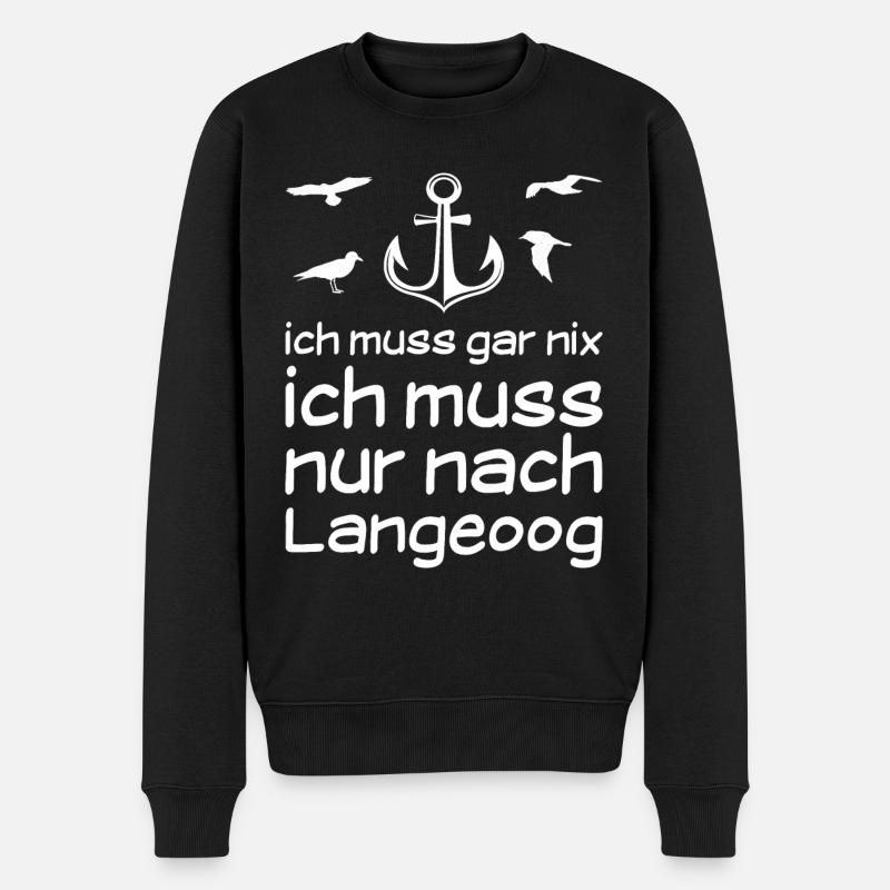 Langeoog Nordsee Meer Anker Geschenk - Männer Premium Bio Pullover - Schwarz