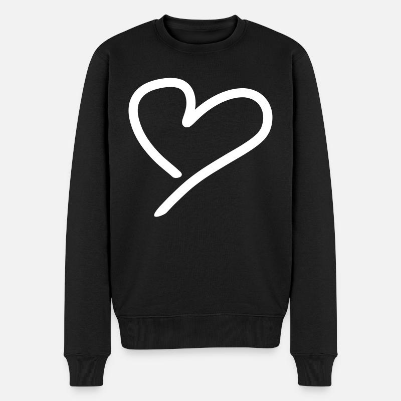 Herz - Männer Premium Bio Pullover - Schwarz